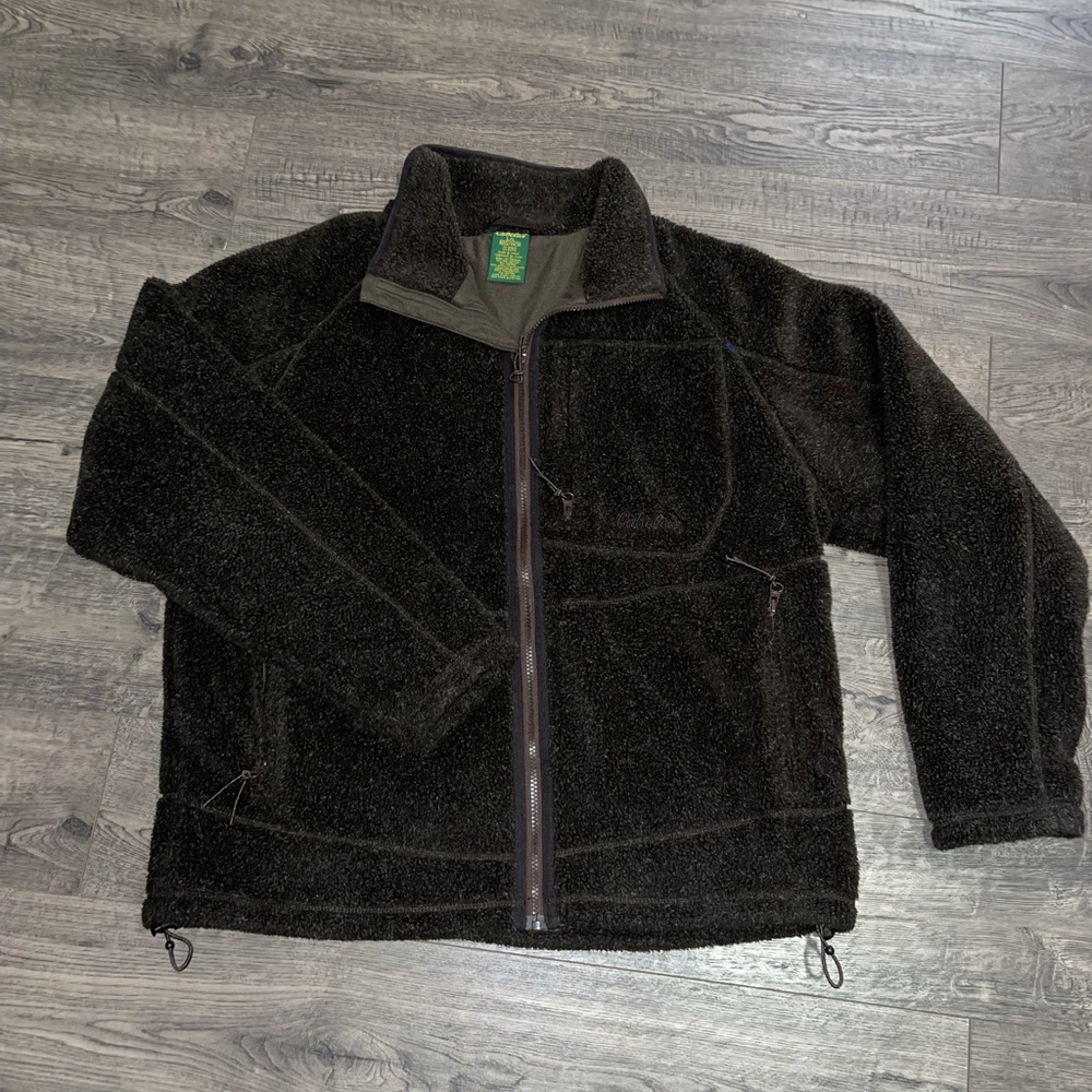Cabelas  Fleece Jacket L Large Womens Deep Pile Full Zip Dark Brown